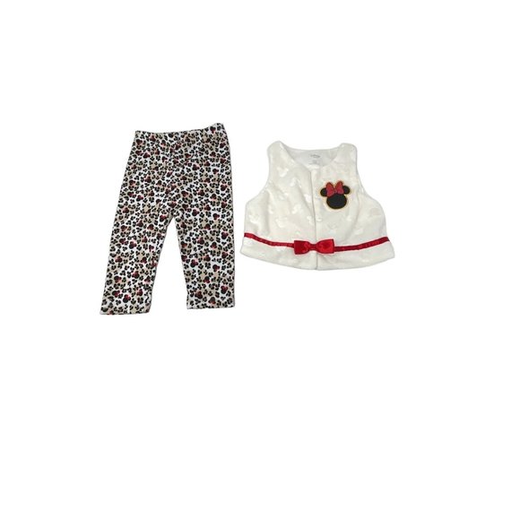 Baby Girl's Adorable Minnie Mouse Leggings & Vest & Red Shirt - Size 12 Month - Picture 3 of 7
